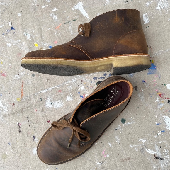 CLARKS DESERT BOOTS / SIZE 10 M / Beeswax Leather - Picture 5 of 12